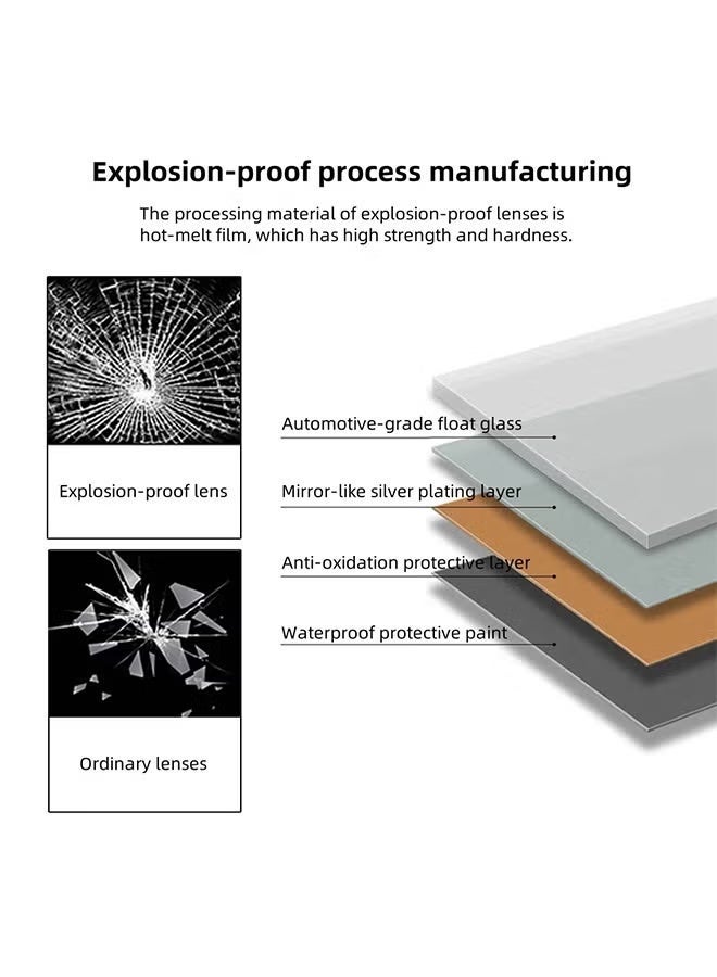 Bathroom Mirror 50x70 cm, Frameless Rectangular Makeup Mirror for Vertical/Horizontal Mount, Wall-Mounted Dressing Mirror Suitable for Bathroom, Vanity, Bedroom - Image 5